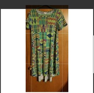 Lularoe Carly lime green/blue/pink Medium M